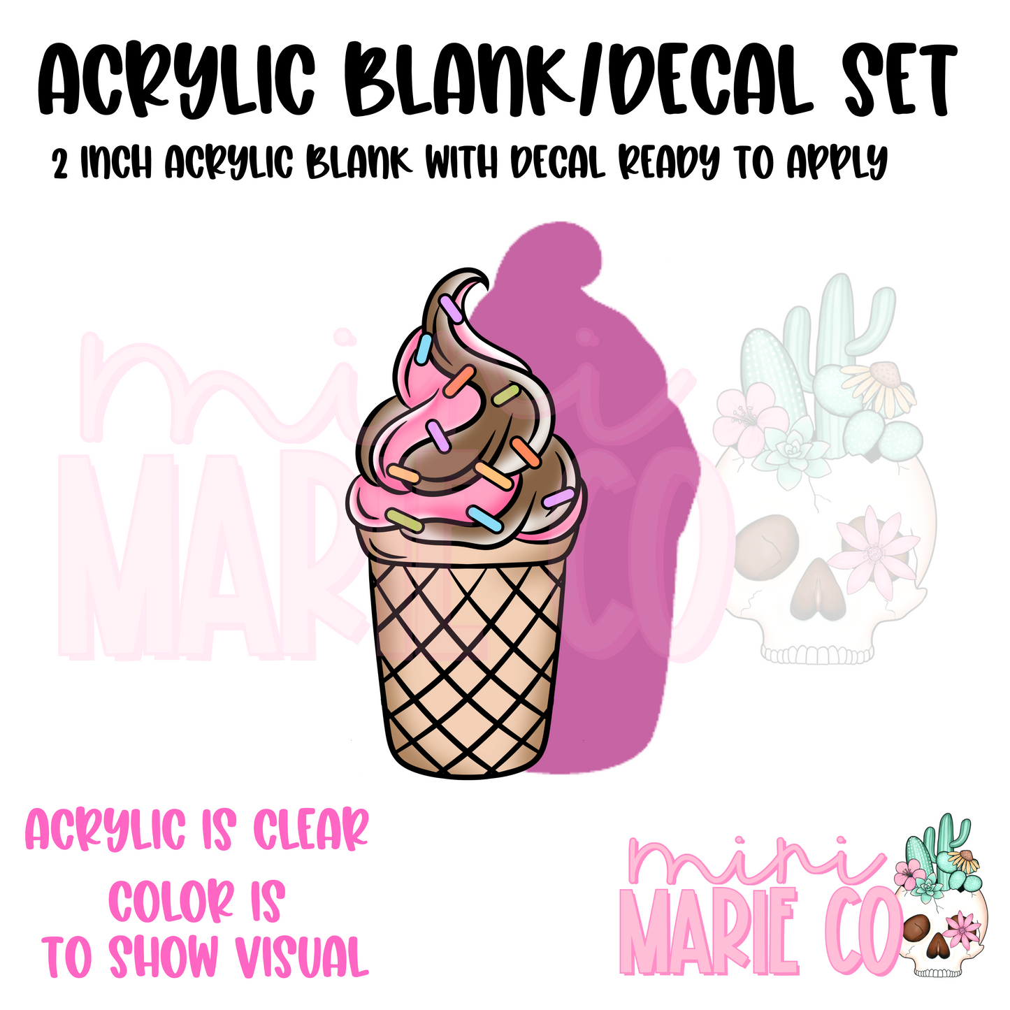 Summer Ice Cream Acrylic Blank/Decal Set