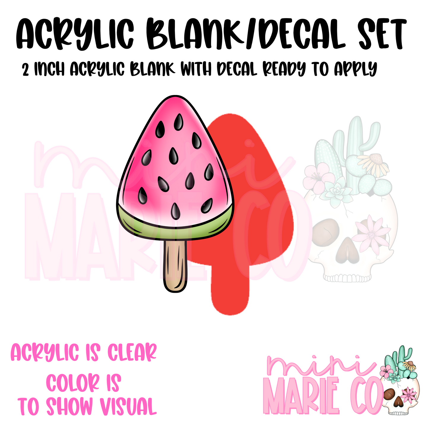 Watermelon Popsicle Float Acrylic Blank/Decal Set