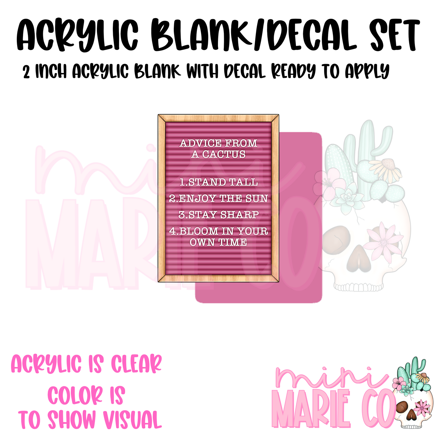 Advice From A Cactus Acrylic Blank/Decal Set