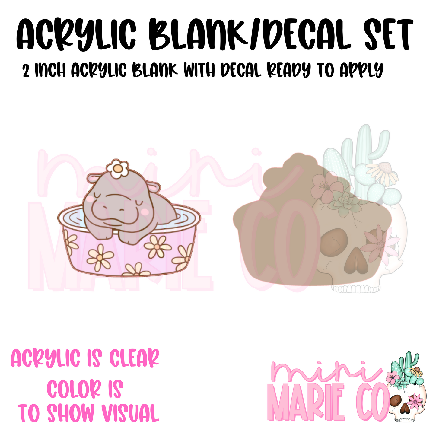 Hippo in Pool Acrylic Blank/Decal Set