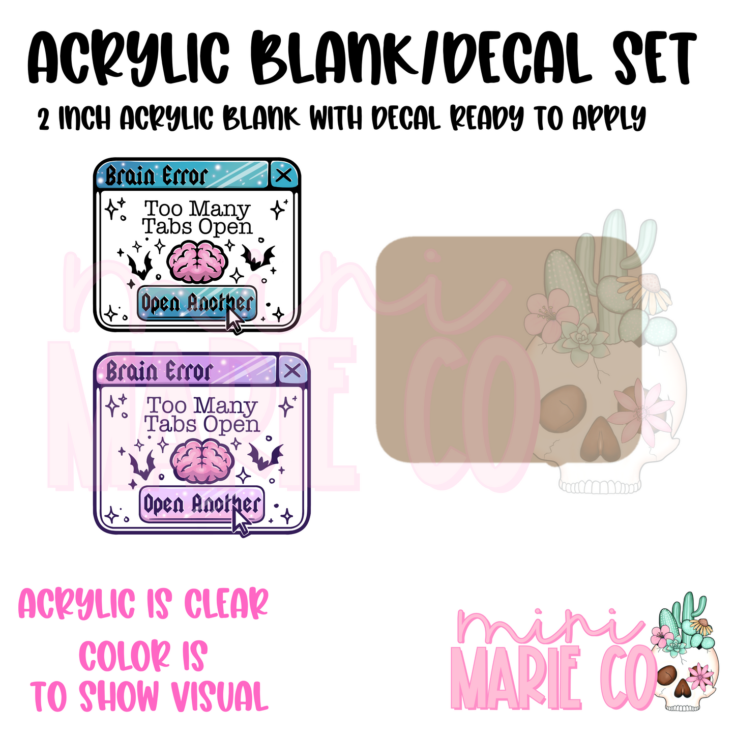 Too Many Tabs Open Brain Error Blank/Decal Set