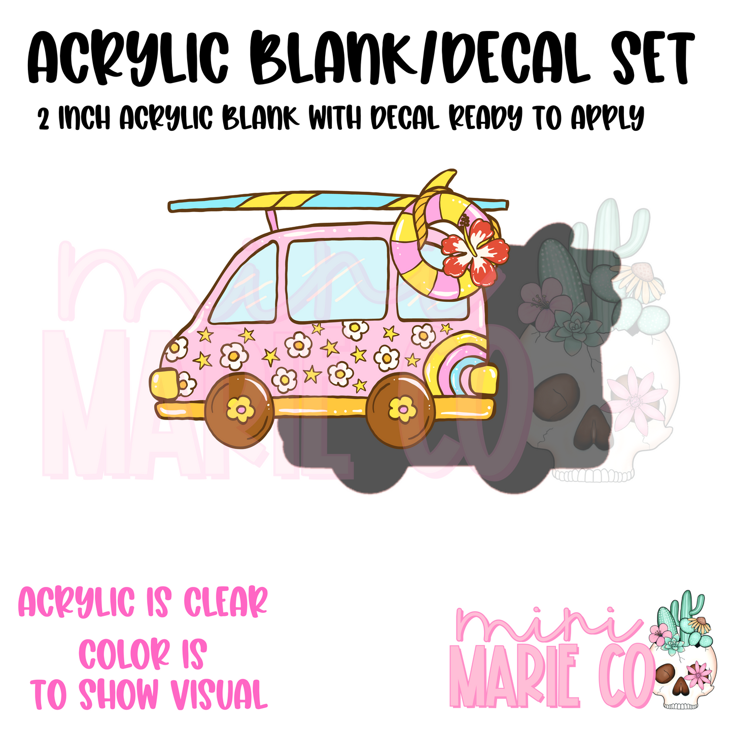 Summer Van Acrylic Blank/Decal Set