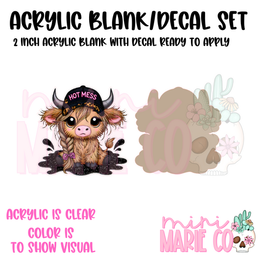 Hot Mess Cow Acrylic Blank/Decal Set