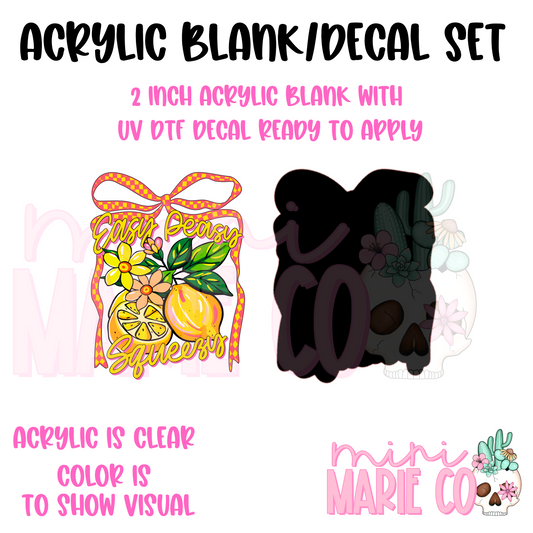 Easy Peasy Lemon Acrylic Blank/ UV DTF Decal Set