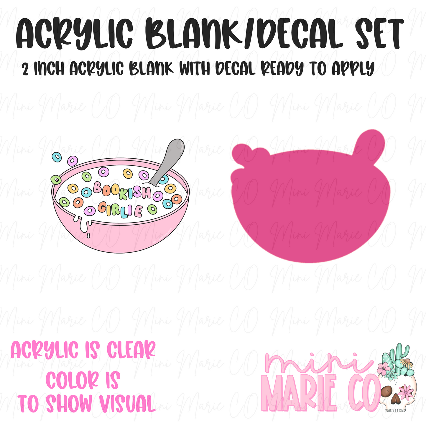 Bookish Girlie Cereal Acrylic Blank/Decal Set