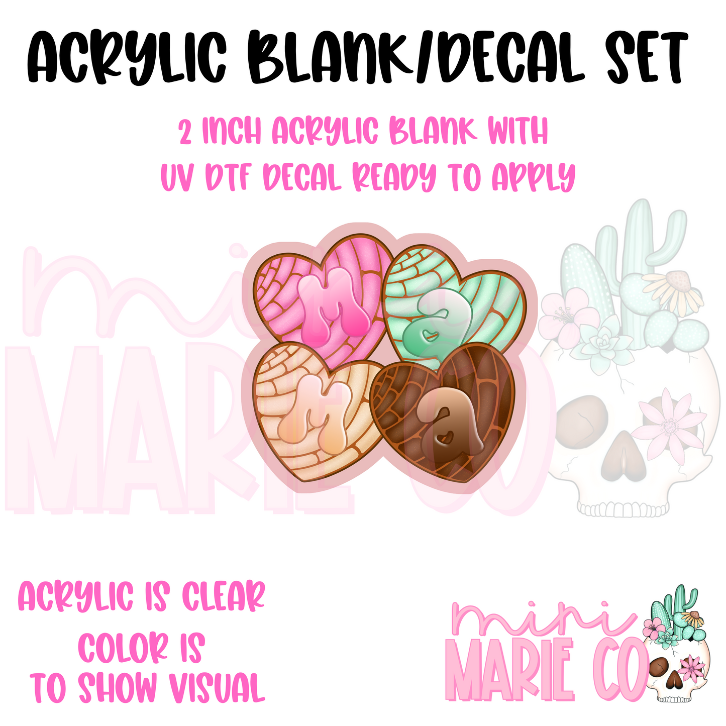 Mama Concha Acrylic Blank/ UV DTF Decal Set