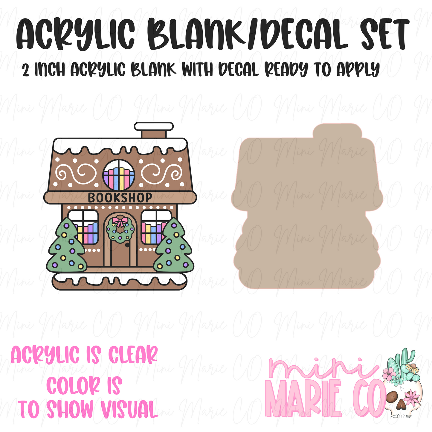 Gingerbread Bookstore Acrylic Blank/Decal Set