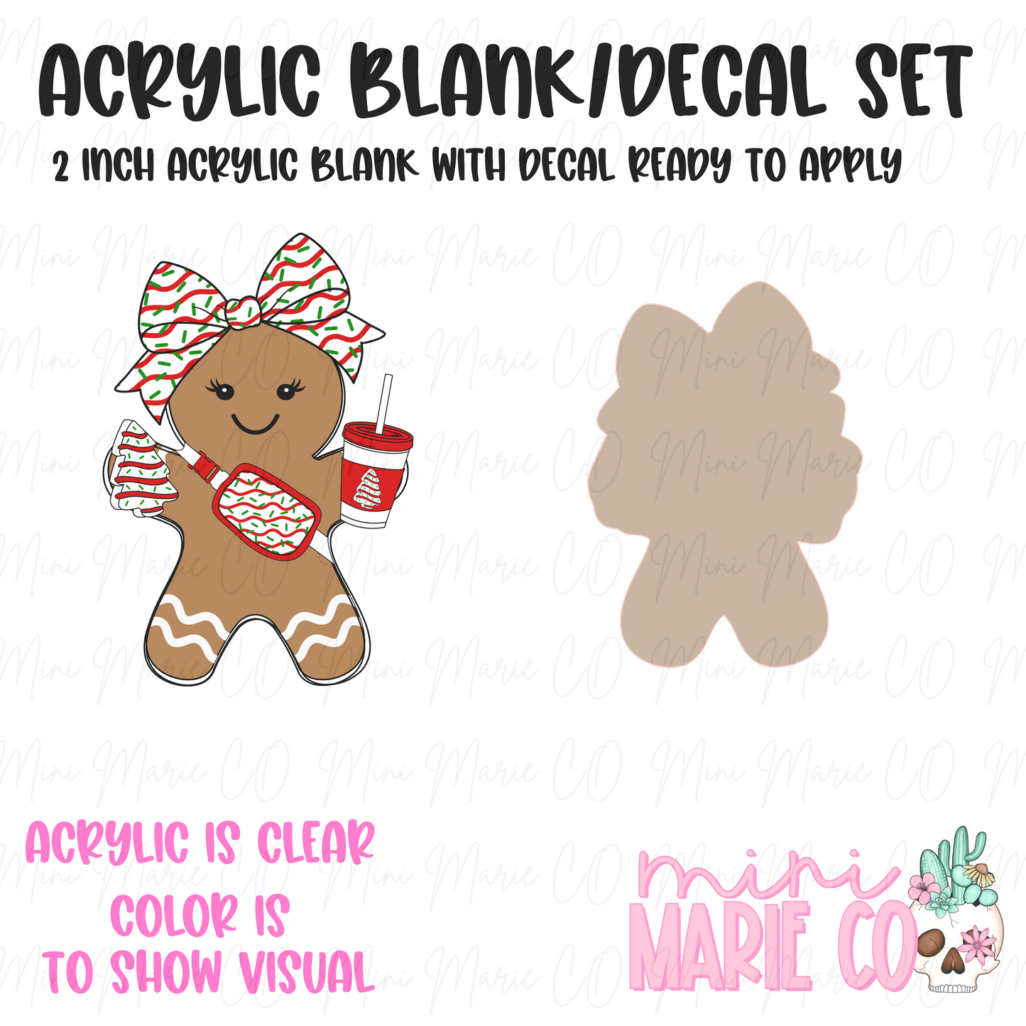 Red Gingerbread Tree Cake Acrylic Blank/Decal Set