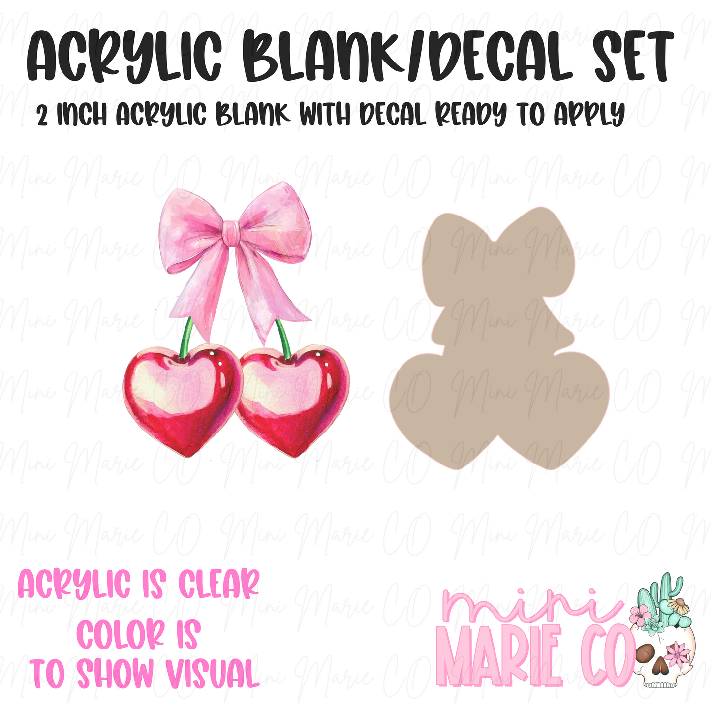 Cherry Hearts Acrylic Blank/Decal Set