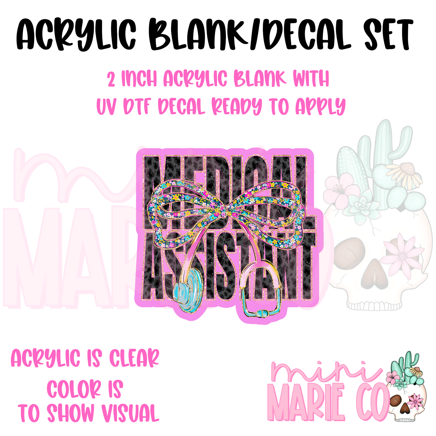 Medical Assistant with Stethoscope Acrylic Blank/UV DTF Decal Set