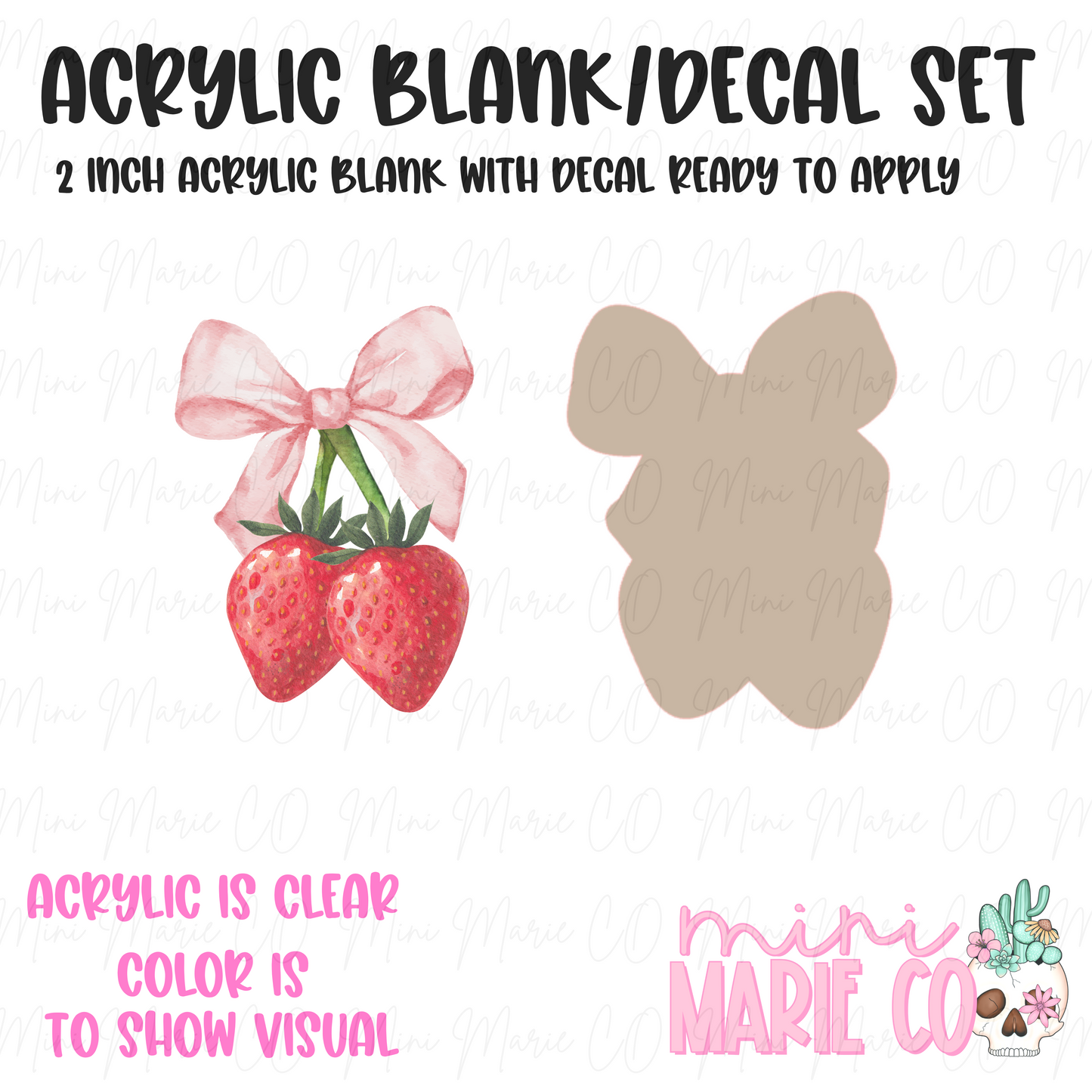 Coquette Strawberry Acrylic Blank/Decal Set