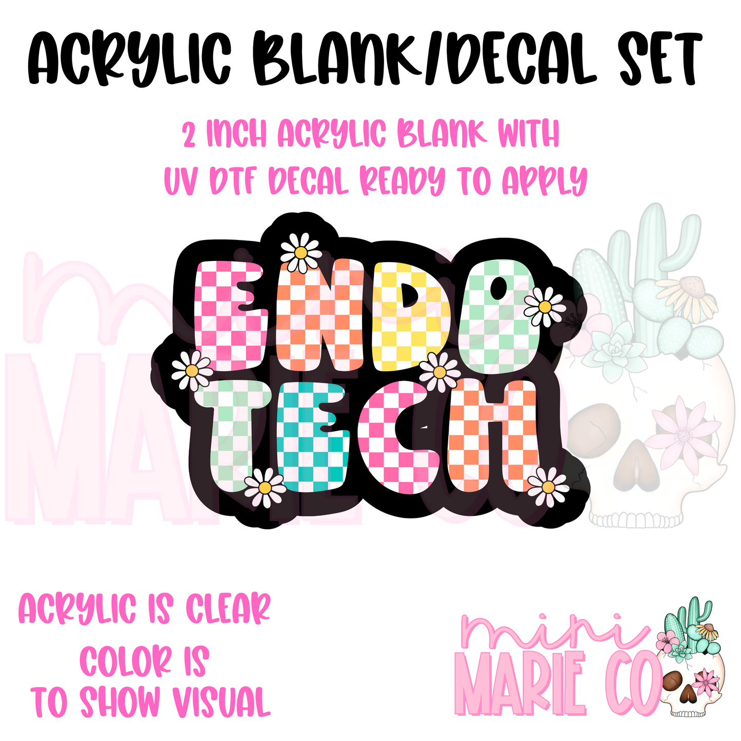 Endo Tech Daisy Acrylic Blank/UV DTF Decal Set