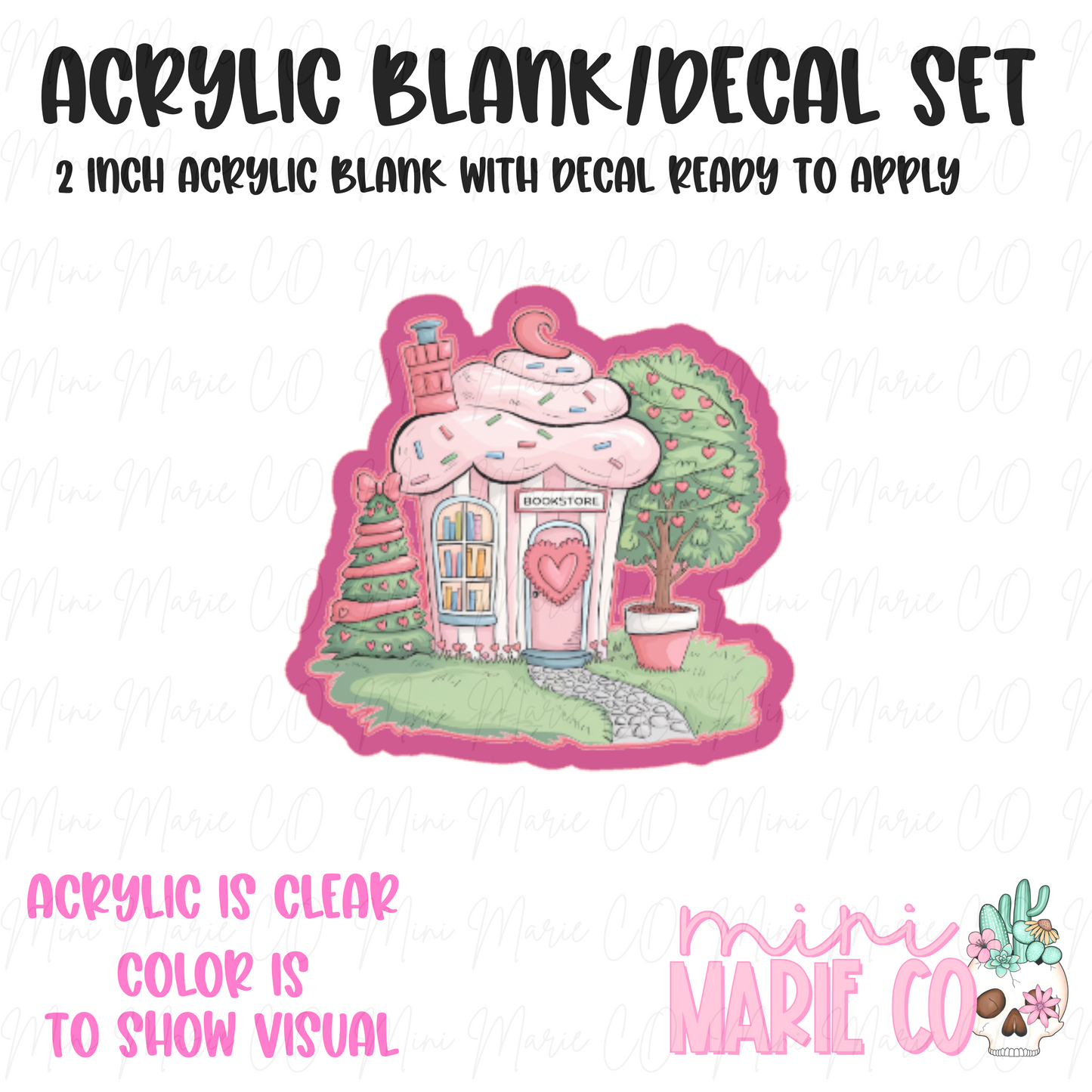 Cupcake Bookstore Acrylic Blank/Decal Set