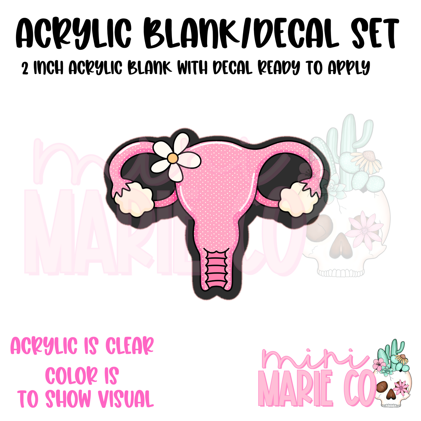 Uterus With Daisy Acrylic Blank/Decal Set