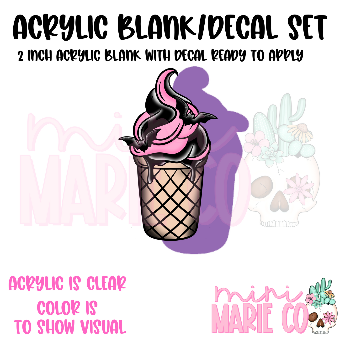 Spooky Ice Cream Acrylic Blank/Decal Set