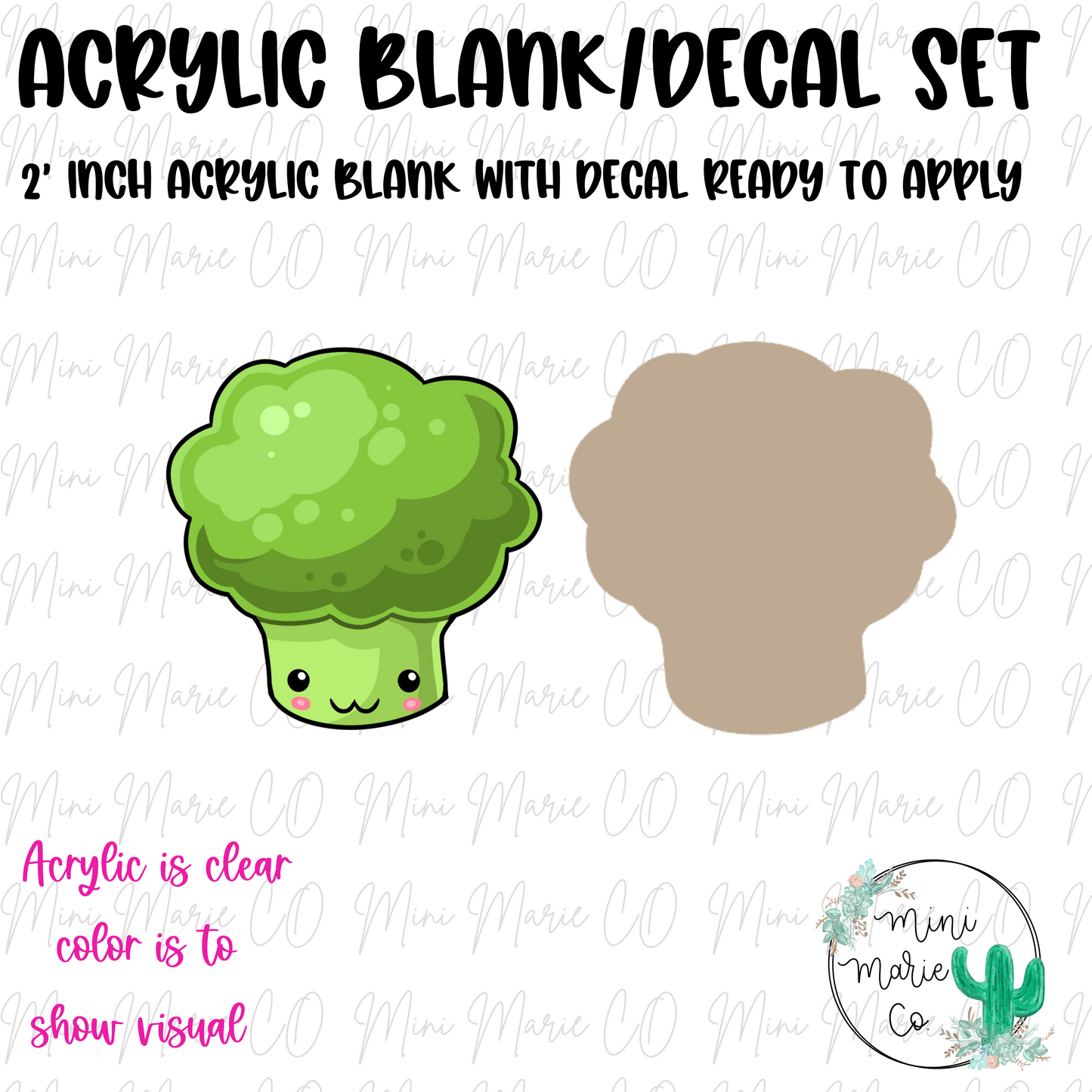 Cute Broccoli Acrylic Blank/Decal Set