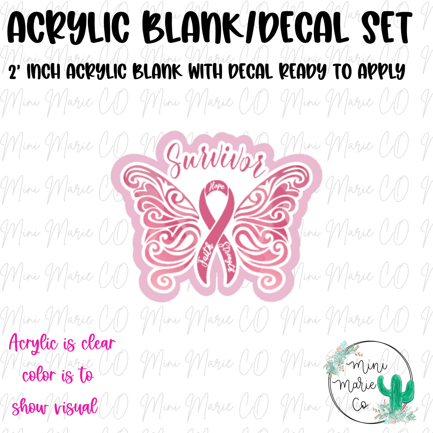 Butterfly Breast Cancer Acrylic Blank/Decal Set
