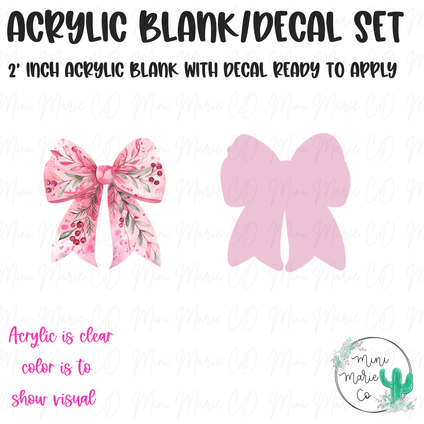 Christmas Cherry Bow Blank/Decal Set