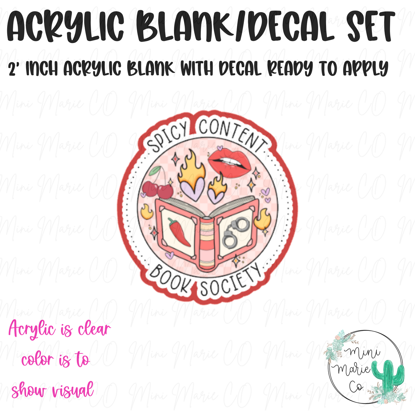 Spicy Content Book Society Acrylic Blank/Decal Set