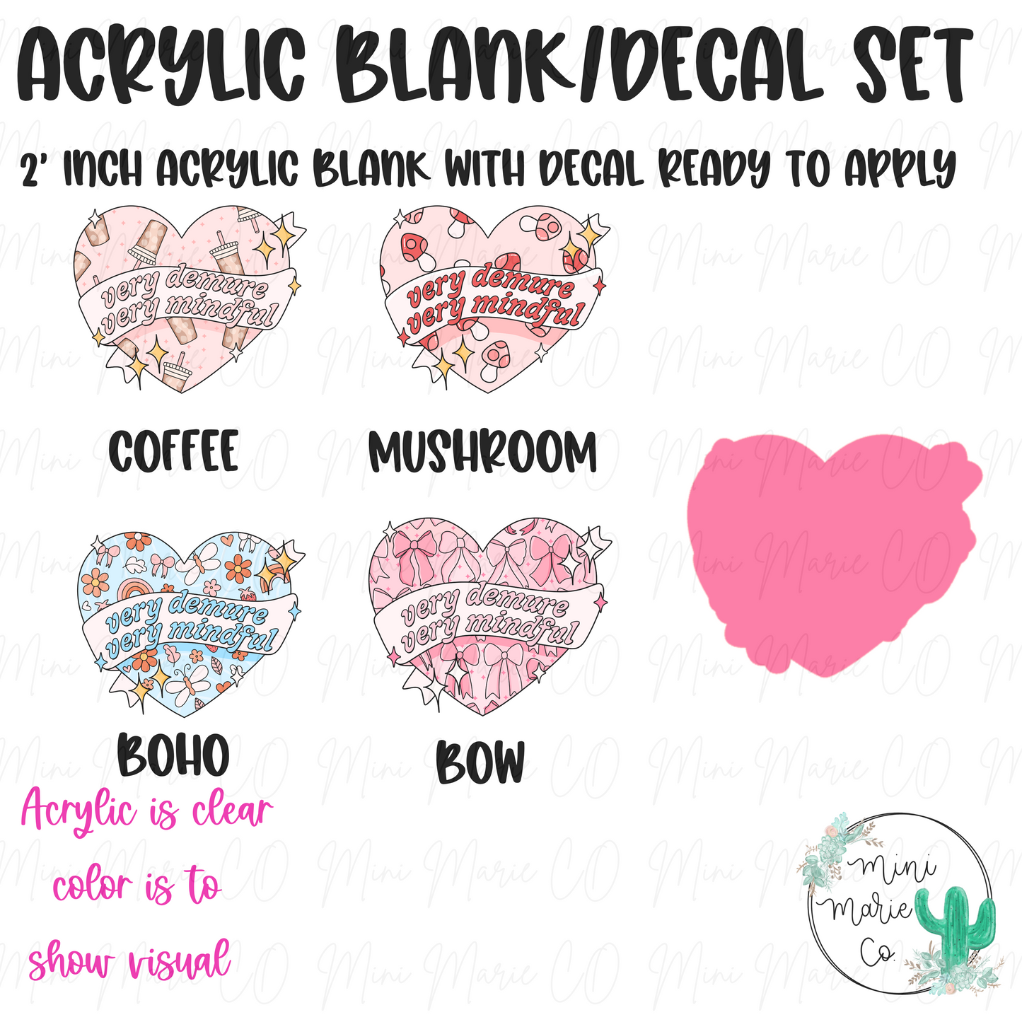 I'm Very Demure Heart Blank/Decal Set