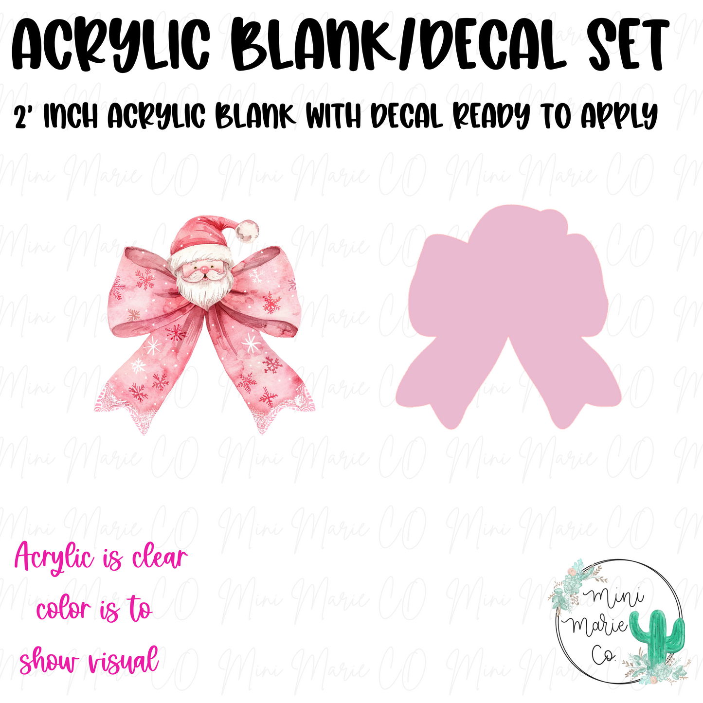 Santa Face Bow Blank/Decal Set