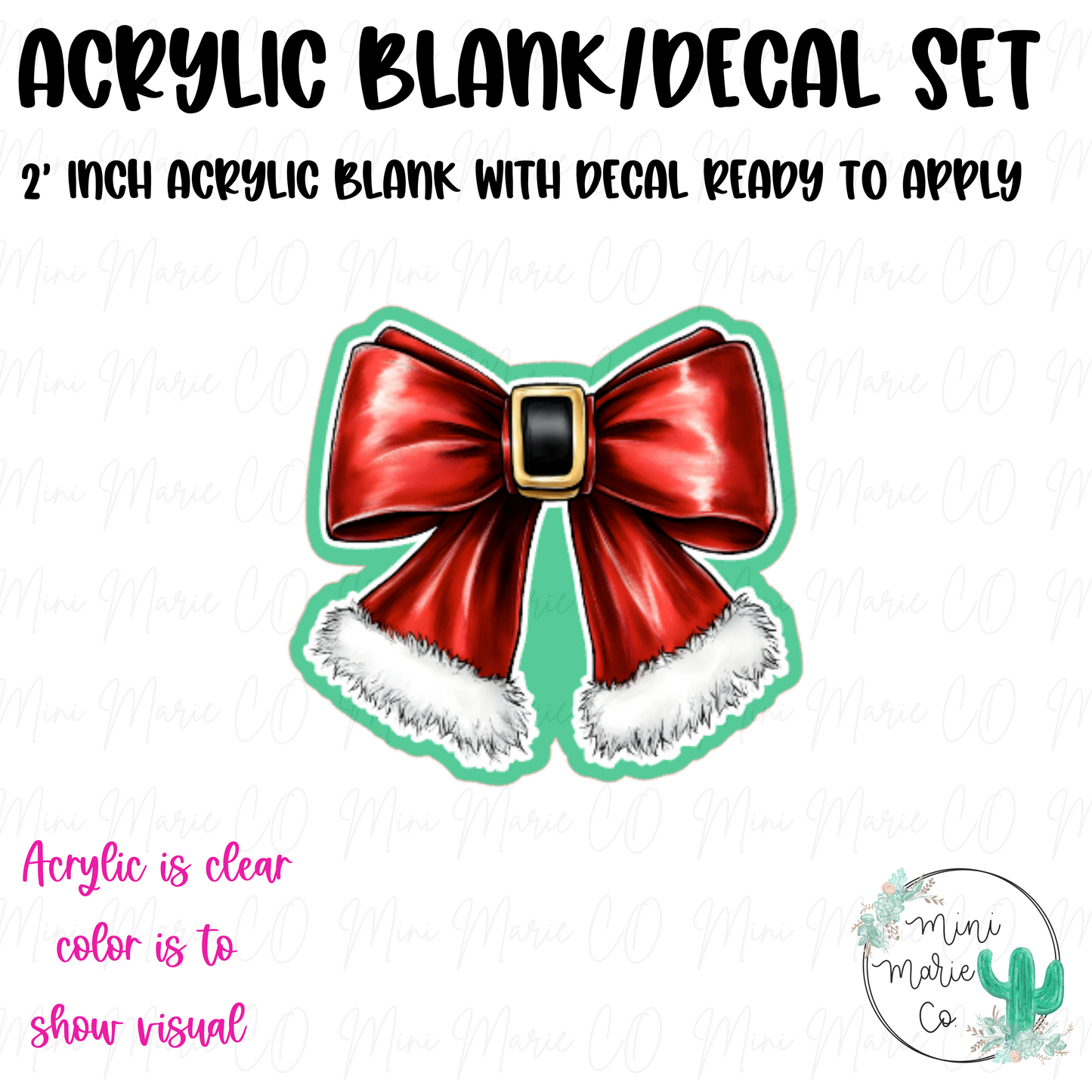 Santa Bow Blank/Decal Set