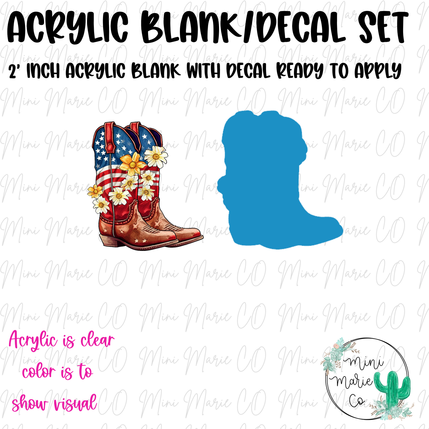 Patriotic Cowboy Boots Acrylic Blank/Decal Set
