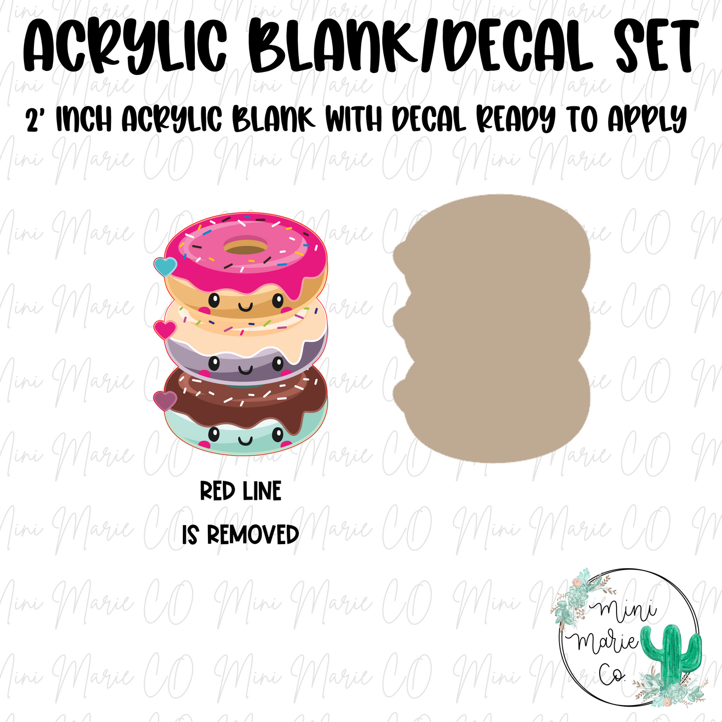Cute Stack of Donuts Acrylic Blank/Decal Set