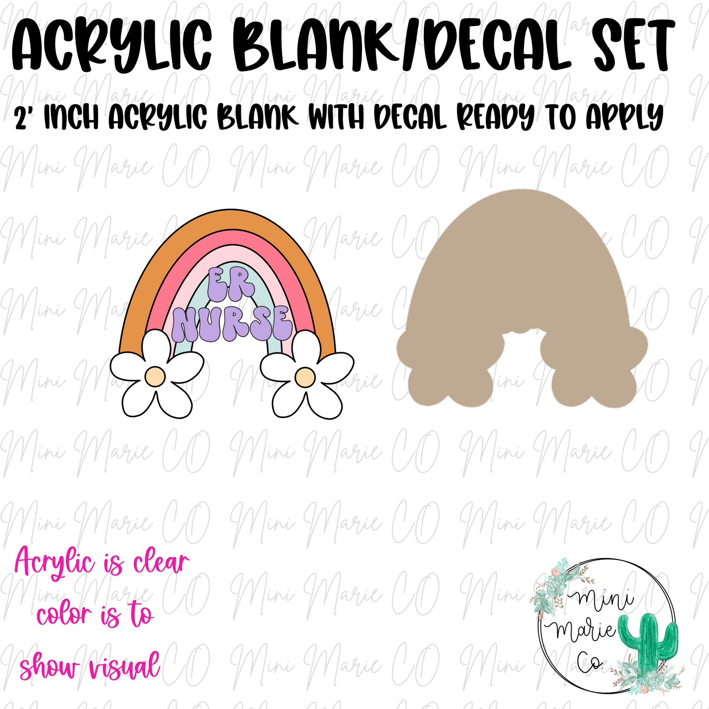 ER Nurse Rainbow Acrylic Blank/Decal Set