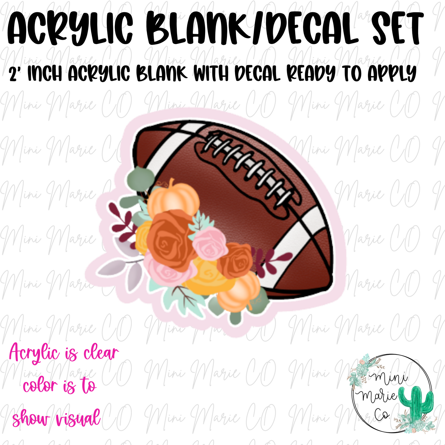 Floral Football Acrylic Blank/Decal Set