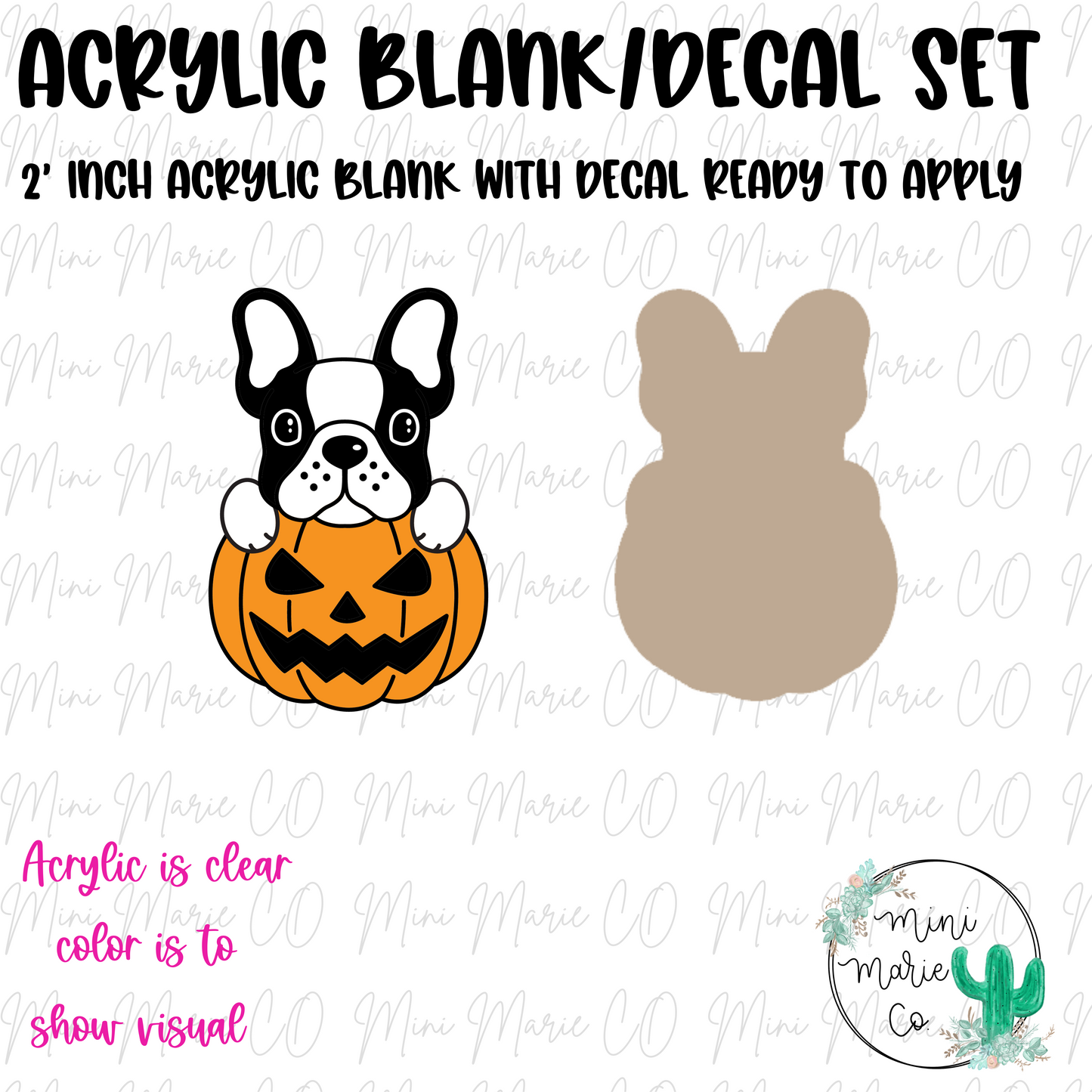 Frenchie Pumpkin Acrylic Blank/Decal Set