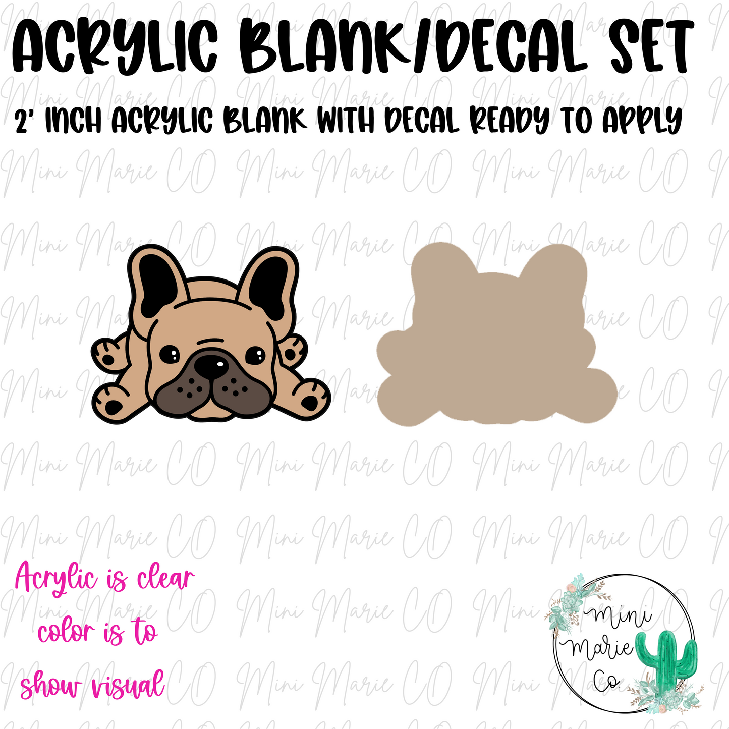 Cute Brown Frenchie Acrylic Blank/Decal Set