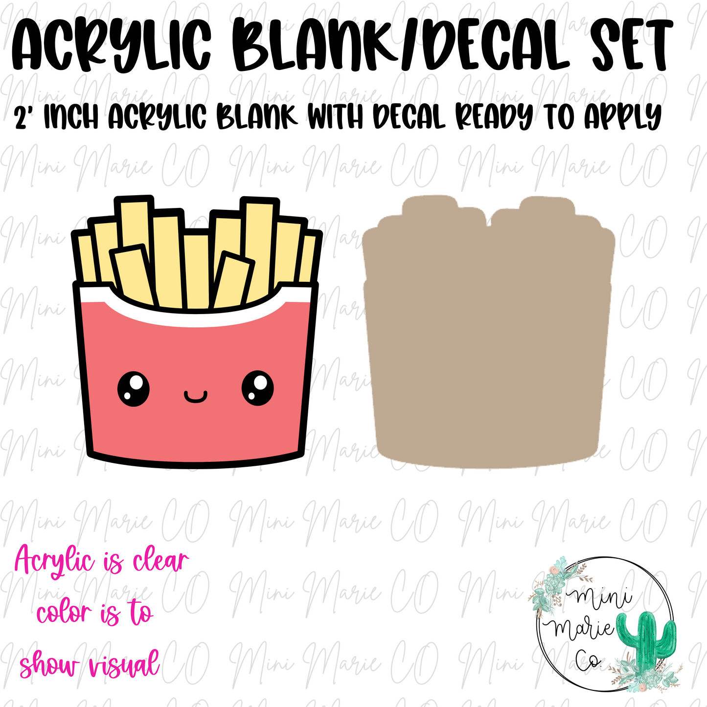 Cute Fries Acrylic Blank/Decal Set