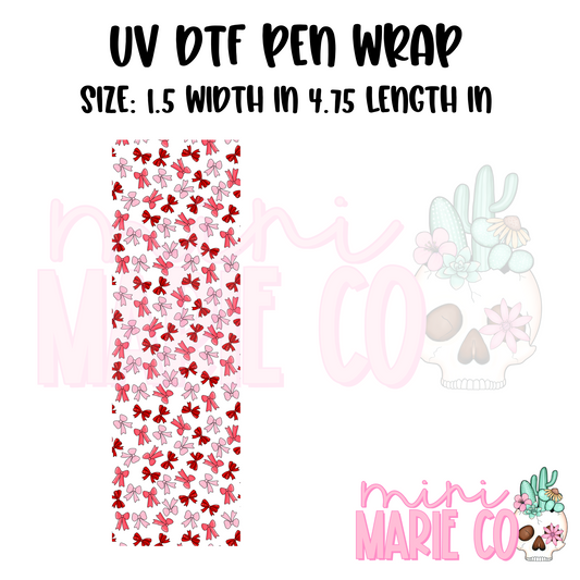Red Bow Coquette  UV DTF Pen/Bookmark Wrap