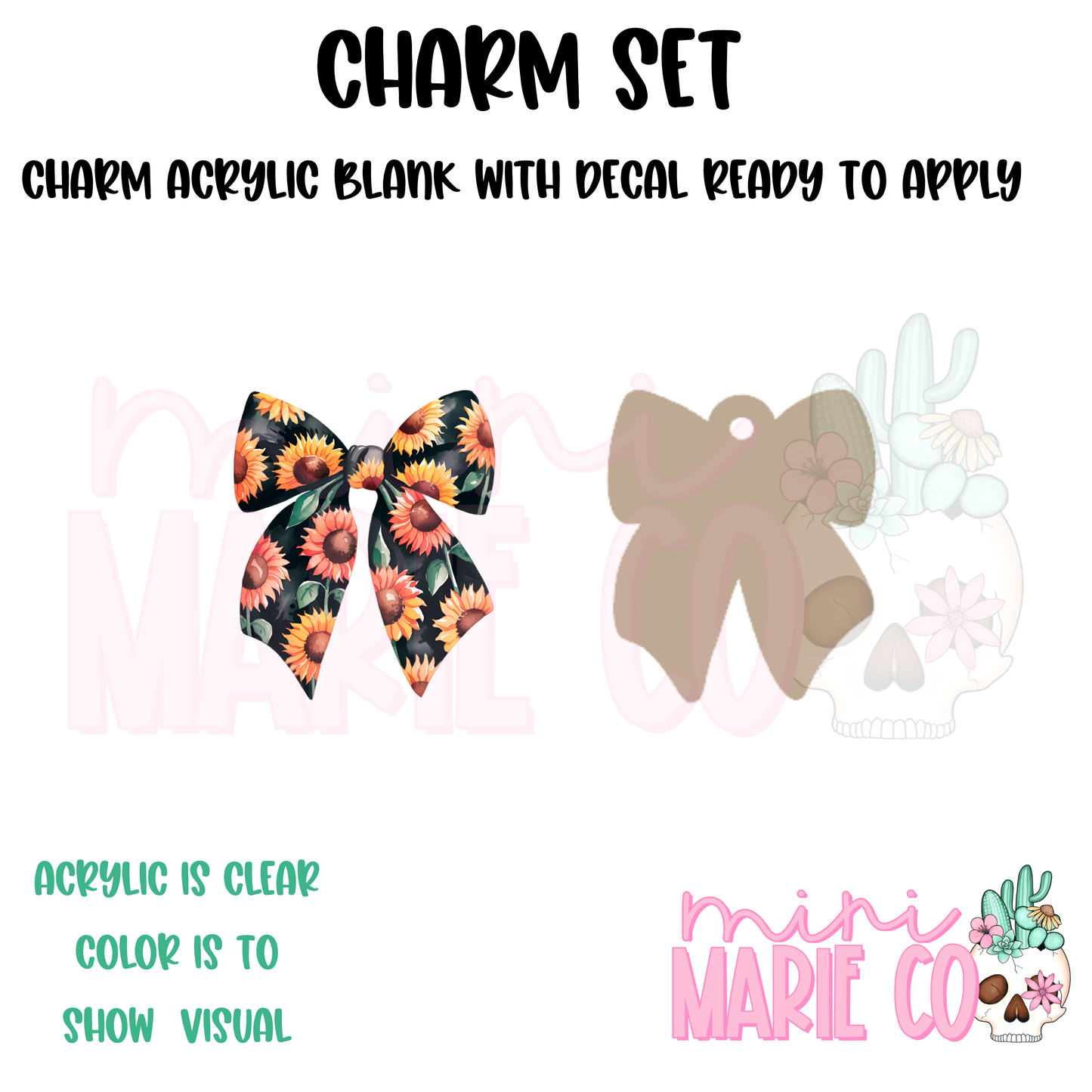 Sunflower Bow Charm/Decal