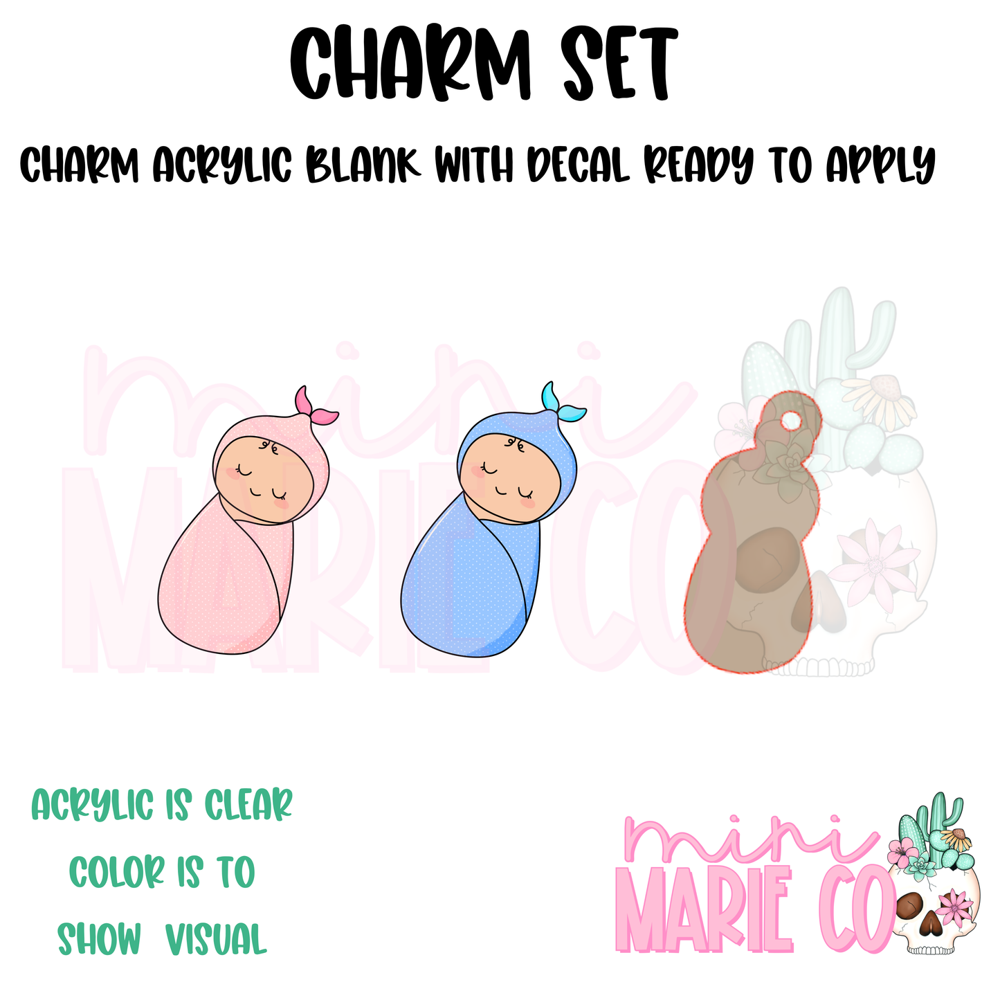 Cute Baby (Blue or Pink) Charm/Decal