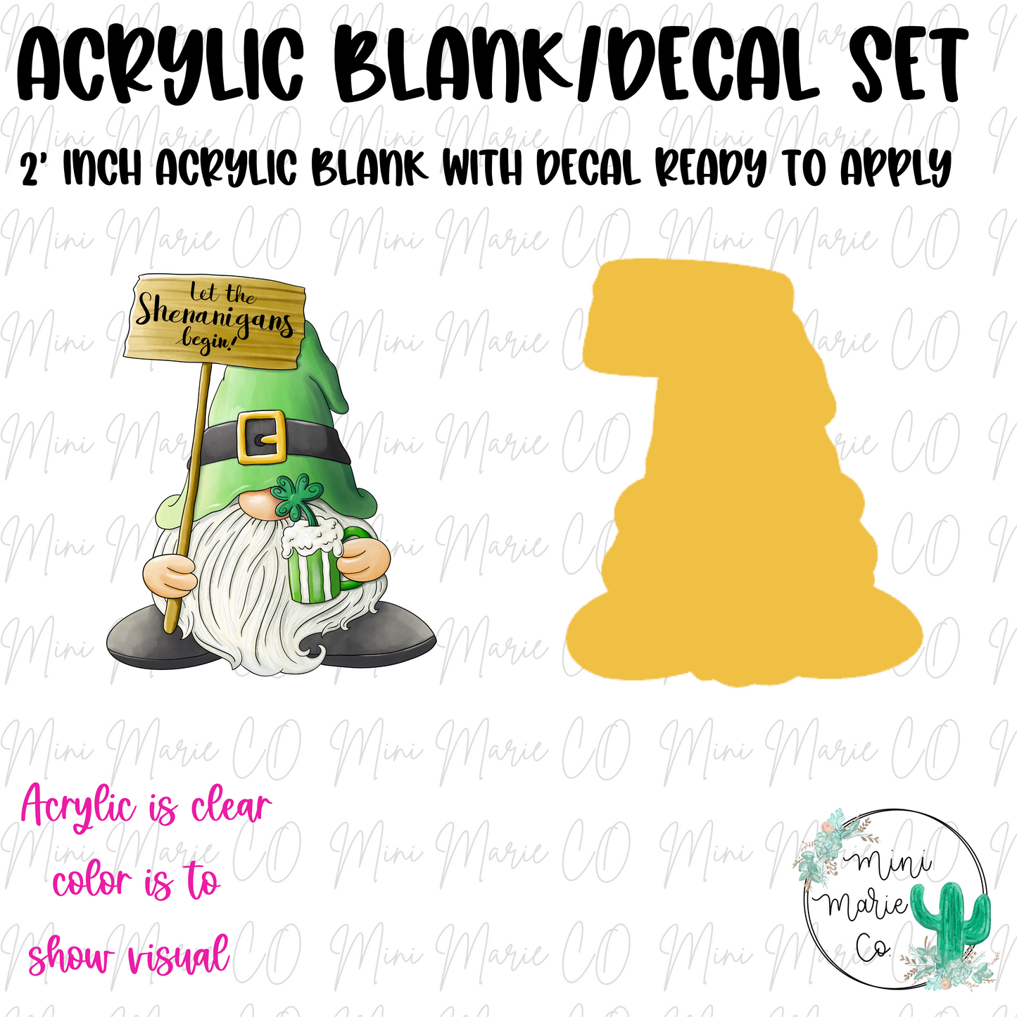 Lucky Gnome Acrylic Blank/Decal Set