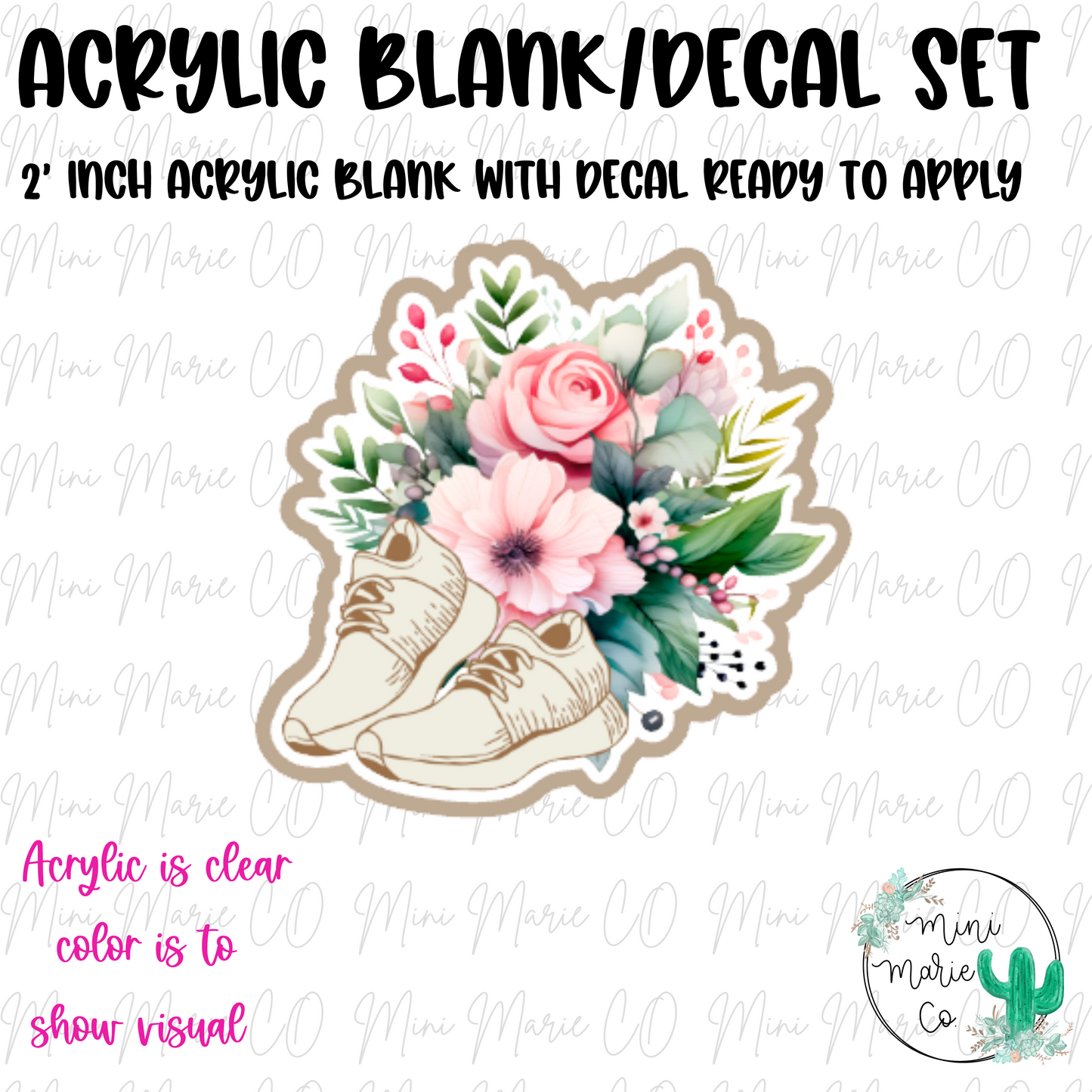 Running Shoes Floral Acrylic Blank/Decal Set