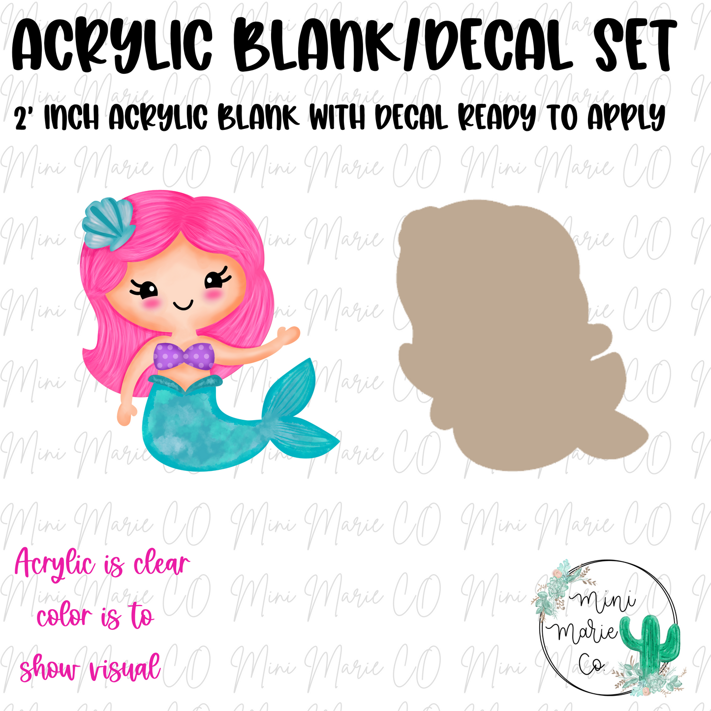 Mermaid Acrylic Blank/Decal Set