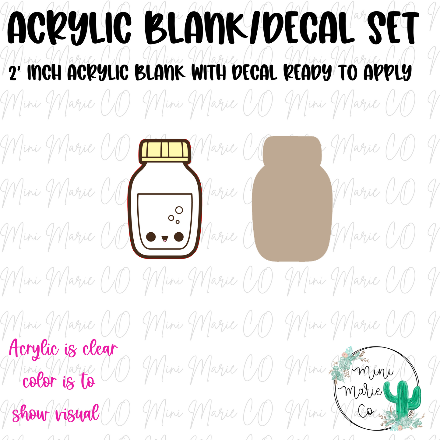 Milk Bottle Acrylic Blank/Decal Set