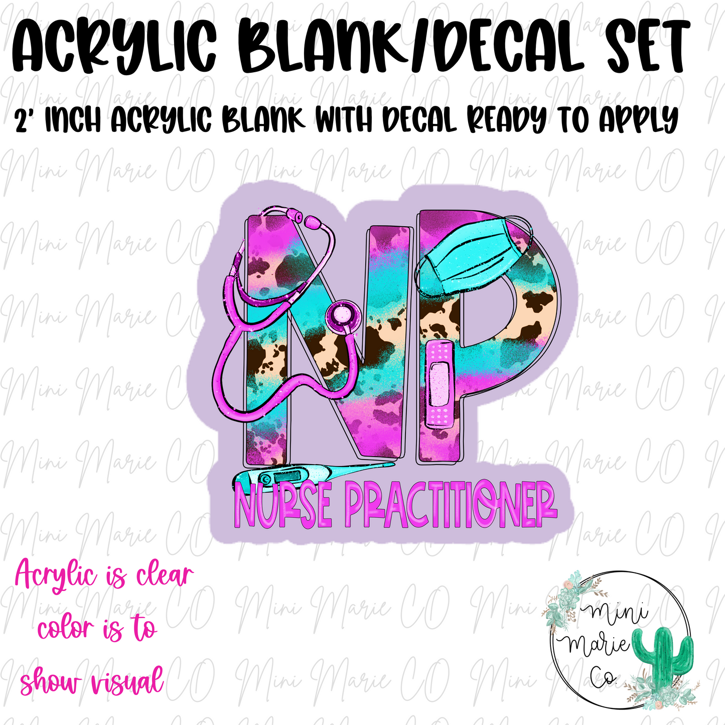 Nurse Practitioner Acrylic Blank/Decal Set