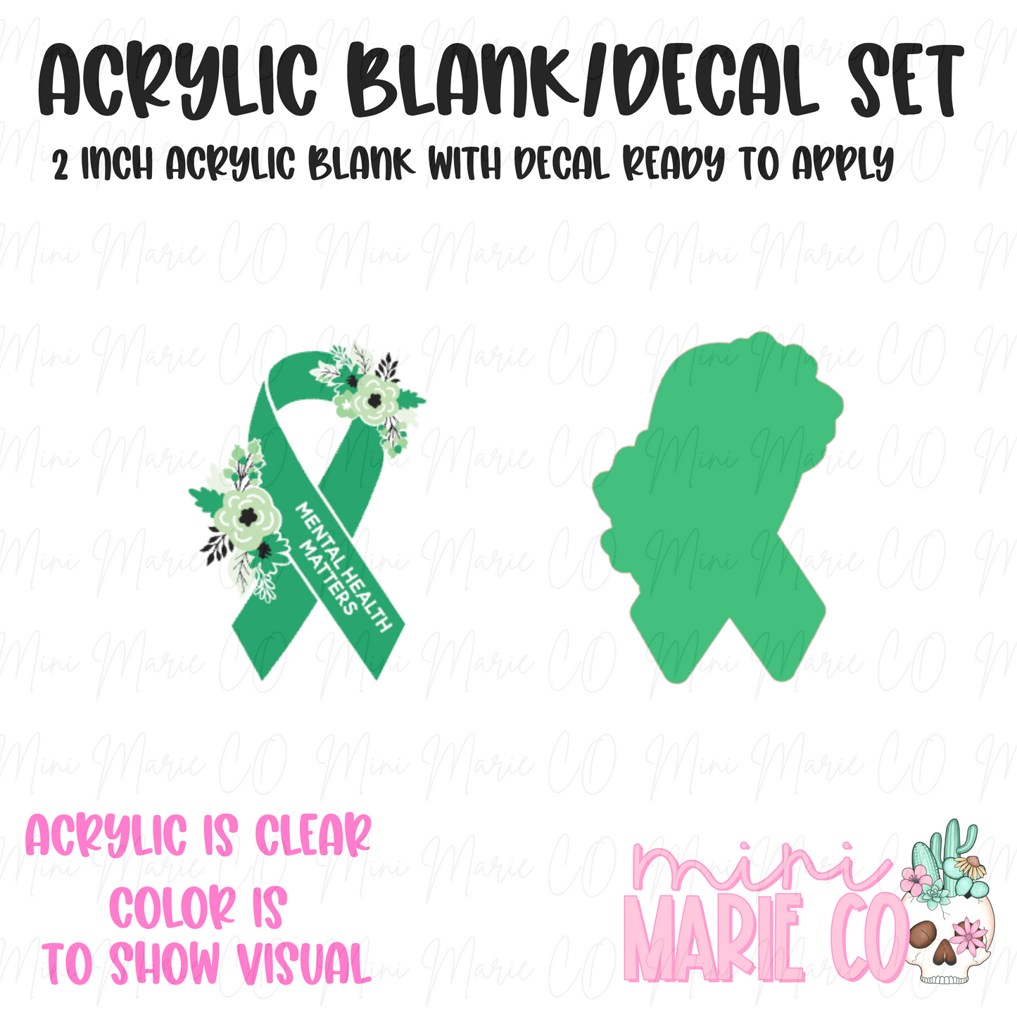 Mental Health Awareness Ribbon Acrylic Blank/Decal Set