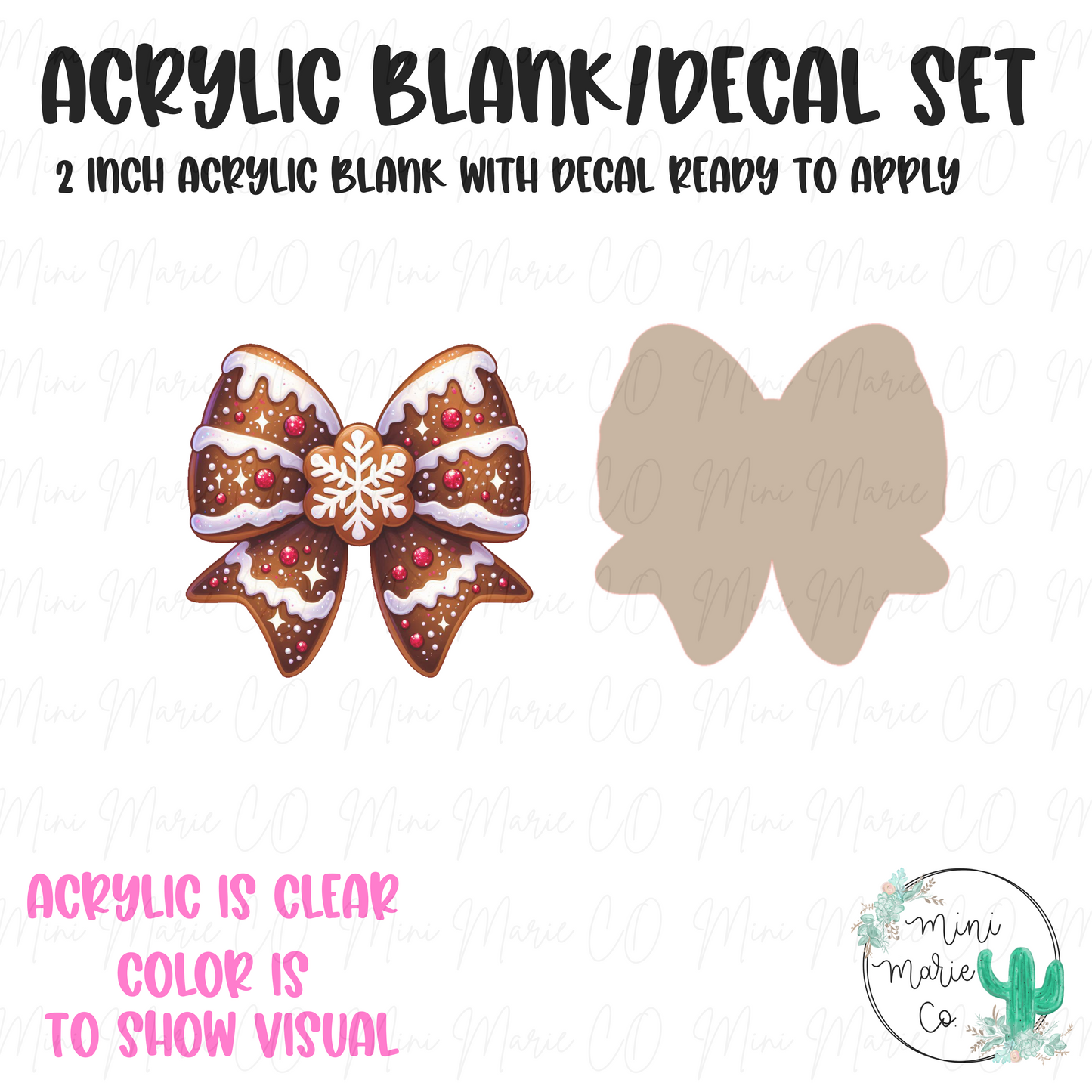 Gingerbread Bow Acrylic Blank/Decal Set