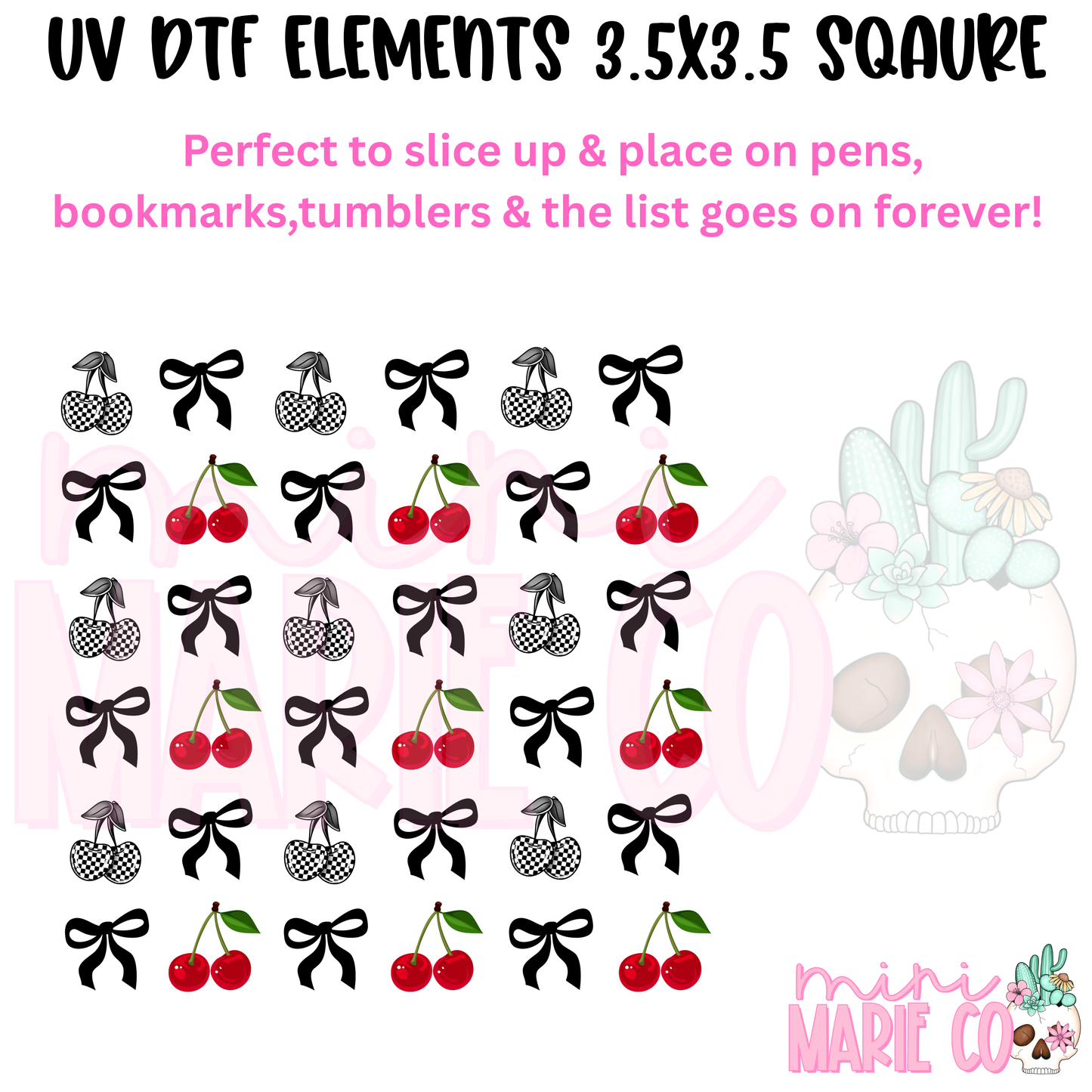 Checkered Cherry Element Square UV DTF