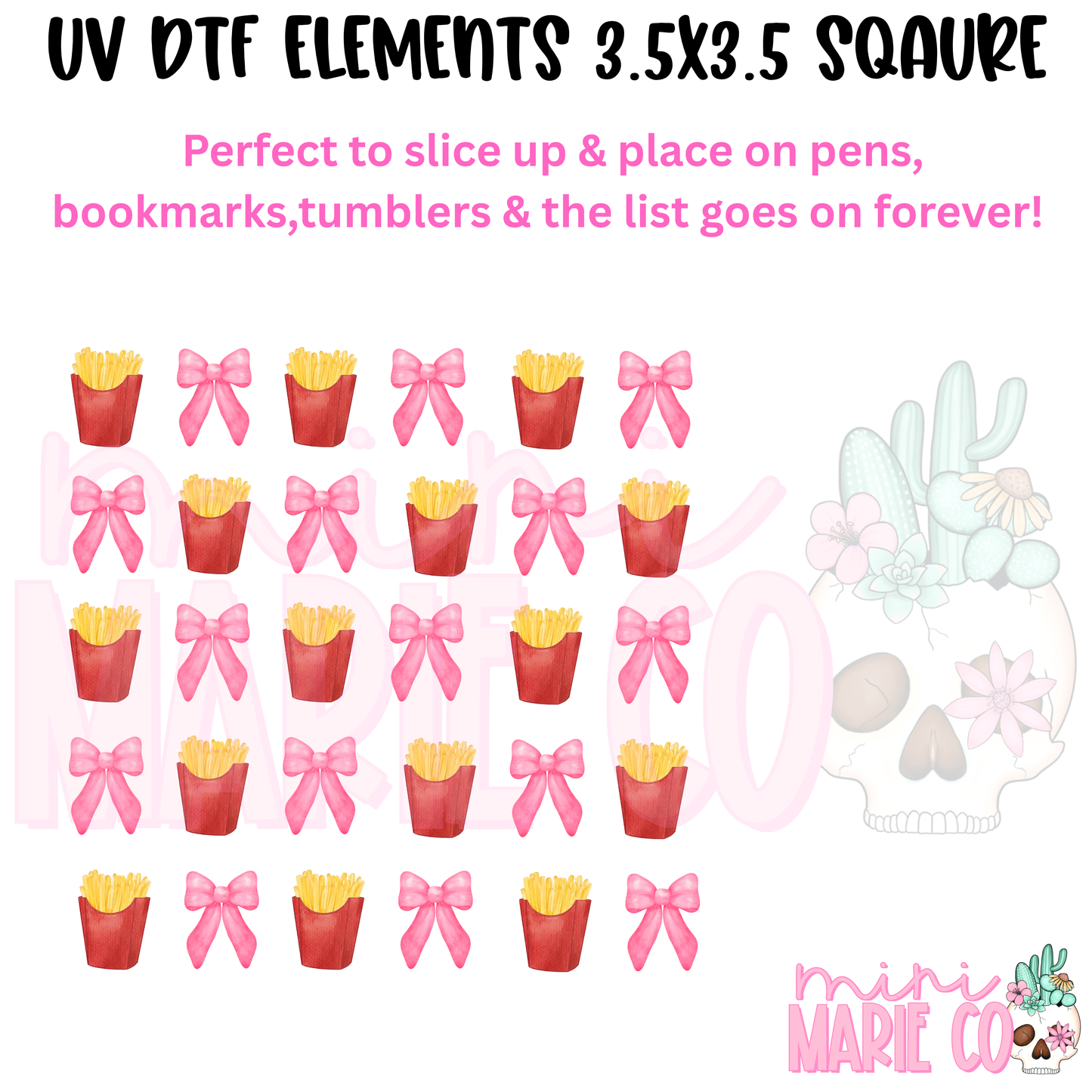 Fries and Bows Element Square UV DTF