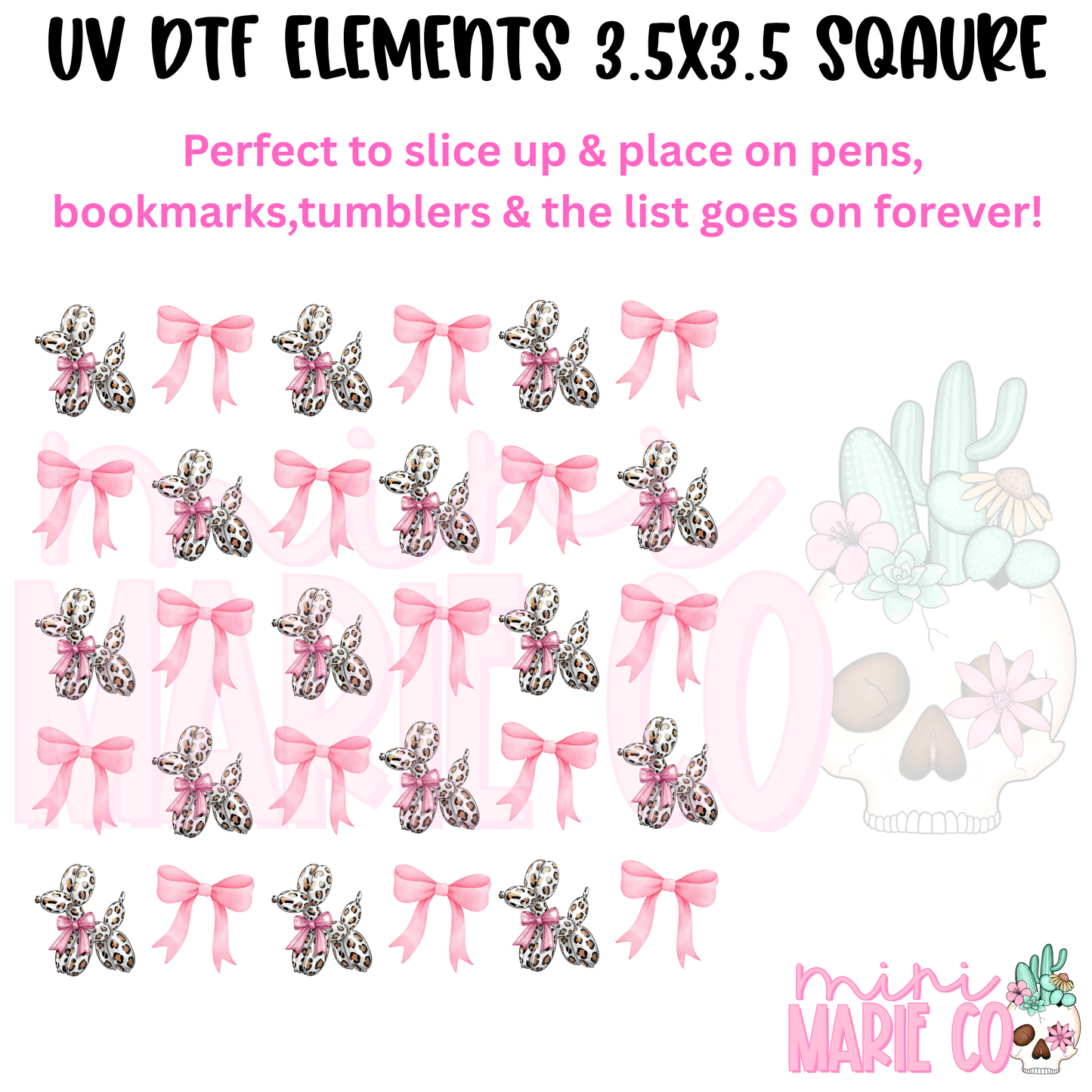 Leopard Balloon Dog Element Square UV DTF