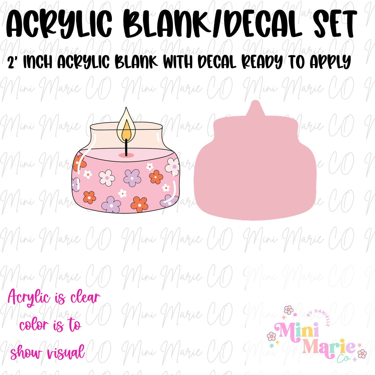 Pink Candle Acrylic Blank/Decal Set