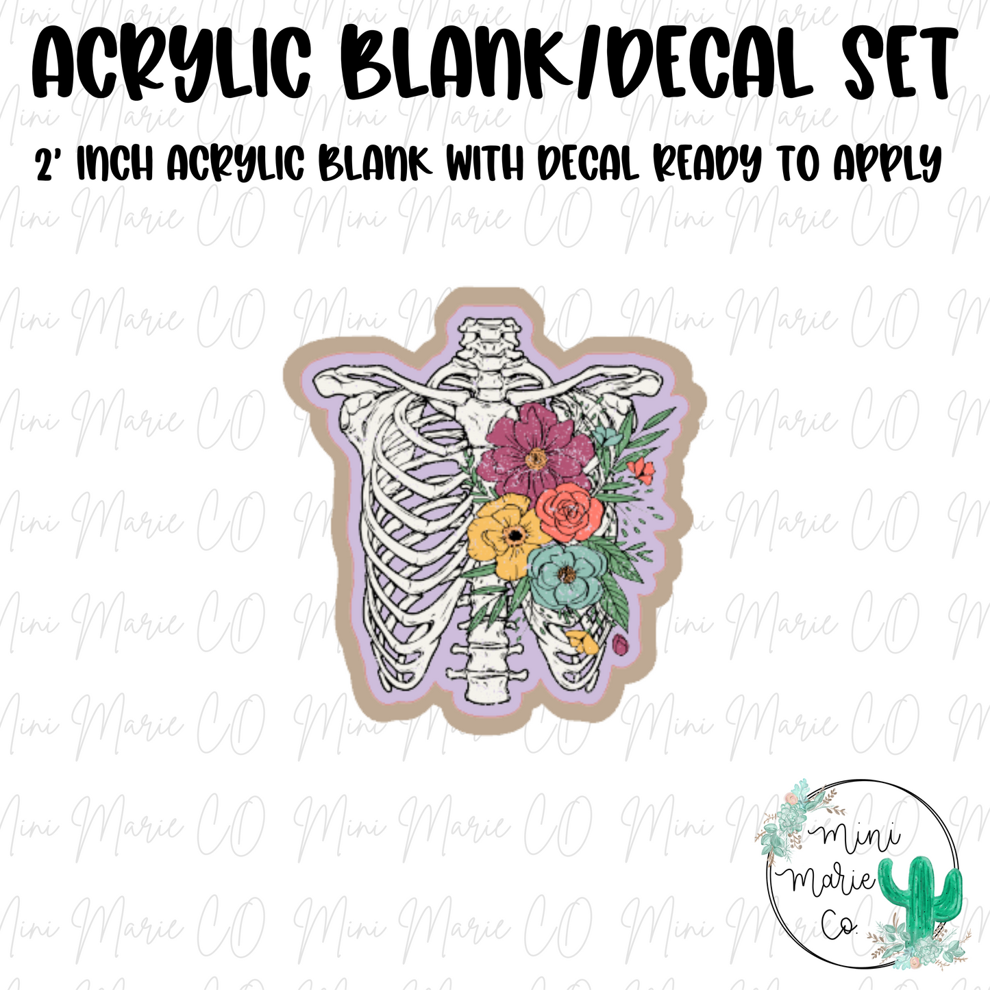 Floral Ribcage Acrylic Blank/Decal Set