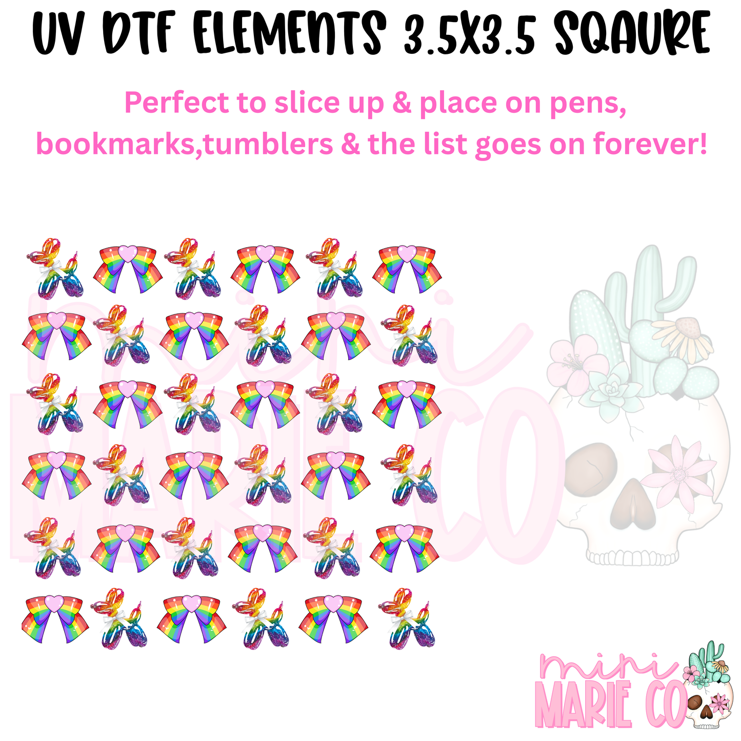 Rainbow Balloon Dog Element Square UV DTF