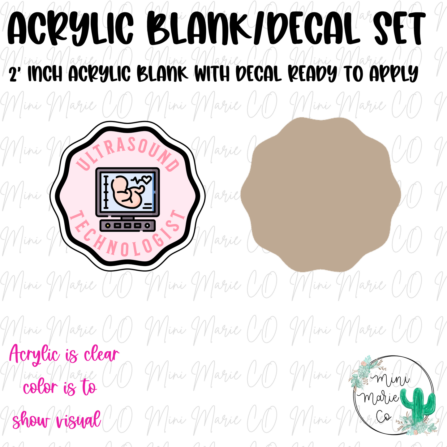 Ultrasound Technologist Acrylic Blank/Decal Set